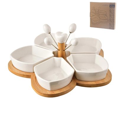 Miska porc.+napich.+bambus tác serv. set WHITELINE - 28,5 x 28 x 11 cm{% if product.brand.name %} – Morex{% endif %}