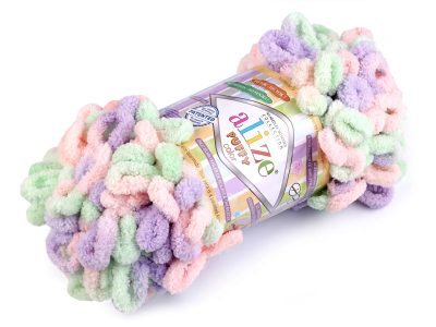Pletací příze Alize Puffy color 100 g - 21 (5938) mentolová fialová