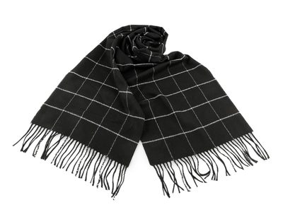 Pánská šála s třásněmi káro 30x175 cm{% if variant.name %} – 3 černá{% endif %}