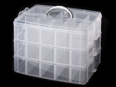 Plastový zásobník 160x180x240mm na korálky patrový s rukojetí{% if product.brand.name %} – Stoklasa{% endif %}