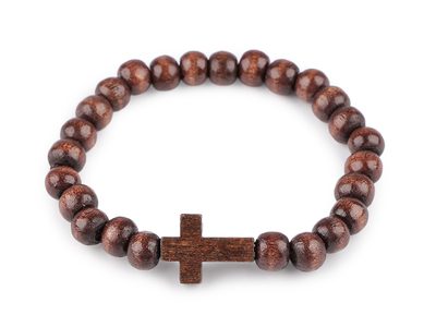 Náramek dřevěný unisex křížek{% if variant.name %} – 4 hnědá{% endif %}