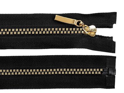 Kostěný zip šíře 5 mm délka 40 cm kostičky{% if variant.name %} – 2 (322) černá zlatá{% endif %}