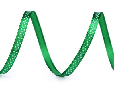 Saténová stuha návin 22,5 m s puntíky šíře 6 mm{% if variant.name %} – 8 zelená pastelová{% endif %}