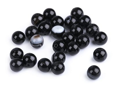Minerální korálky Achát černý Ø8 mm 10 ks{% if product.brand.name %} – Galanterka{% endif %}