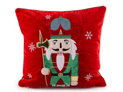 Vánoční sametový povlak na polštář louskáček 43x43 cm{% if variant.name %} – 2 červená{% endif %}