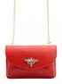 Kožená malá dámská crossbody kabelka na řetízku červená