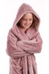 Dětský župan s kapucí huňatý pudrová