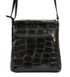 Kožená dámská crossbody kabelka v kroko designu tmavě hnědá