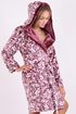 Krátký dámský župan s kapucí Flora mauve wine 48 56 4803