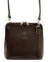 Kožená malá dámská crossbody kabelka tmavě hnědá