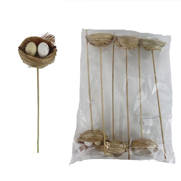 Zápich hnízdo s vajíčky, 6 ks X6927 - dia 6,5 x 2,5 /26 cm