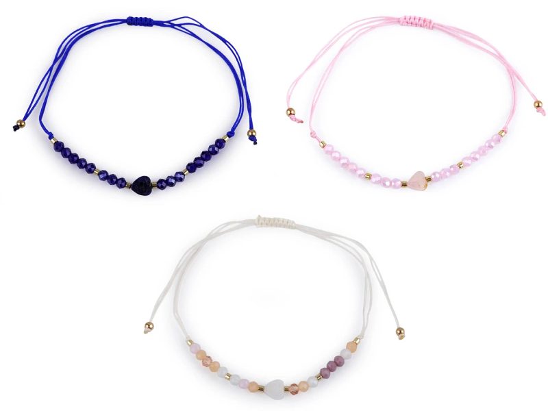 Náramek shamballa srdce a broušené korálky s AB efektem