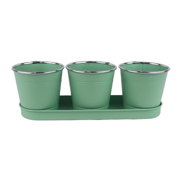 Sada 3 květináčů s táckem K3005-15 - 33 × 11 × 10.6 cm