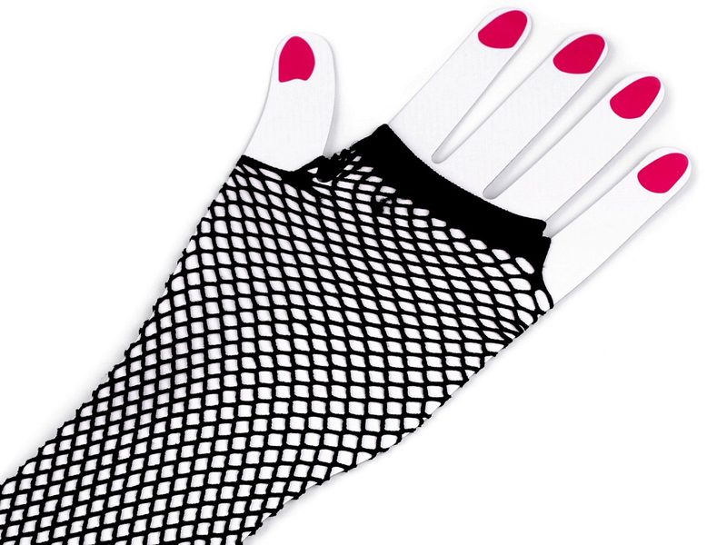 Dlouhé společenské rukavičky síťované, bezprsté