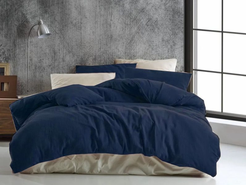 Mušelínové povlečení tmavě modré