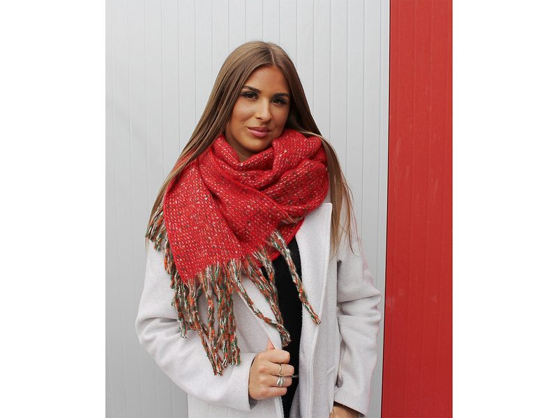 Zimní šála s třásněmi 35x185 cm