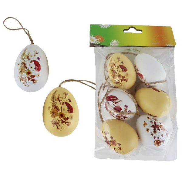 Velikonoční vajíčka, 6 ks X5591 - dia 4 x 6 cm