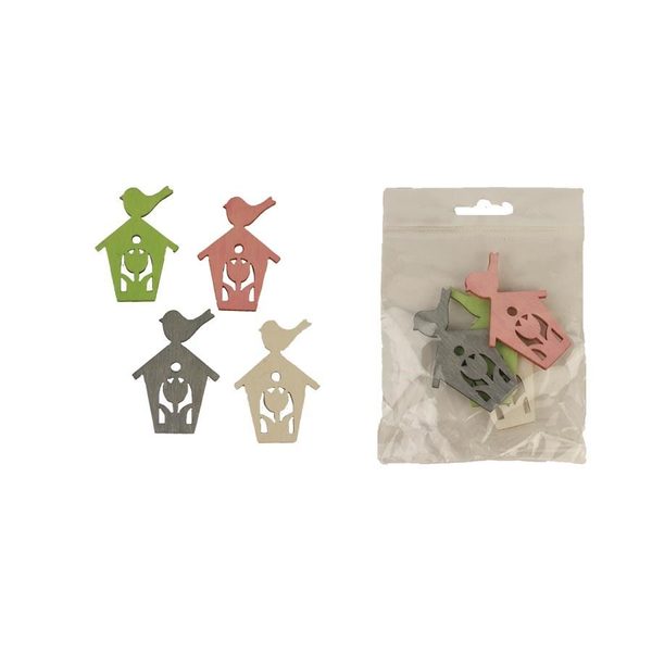 Dekorační budka, 4 ks D3717 - 4 x 0,3 x 6 cm