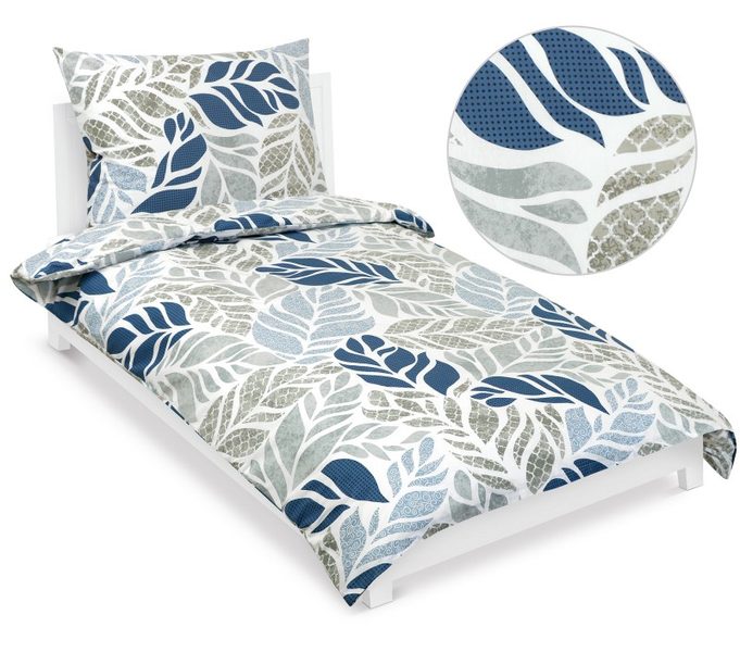 Povlečení bavlněné s hotelovou kapsou Modrá,Béžová 190/566