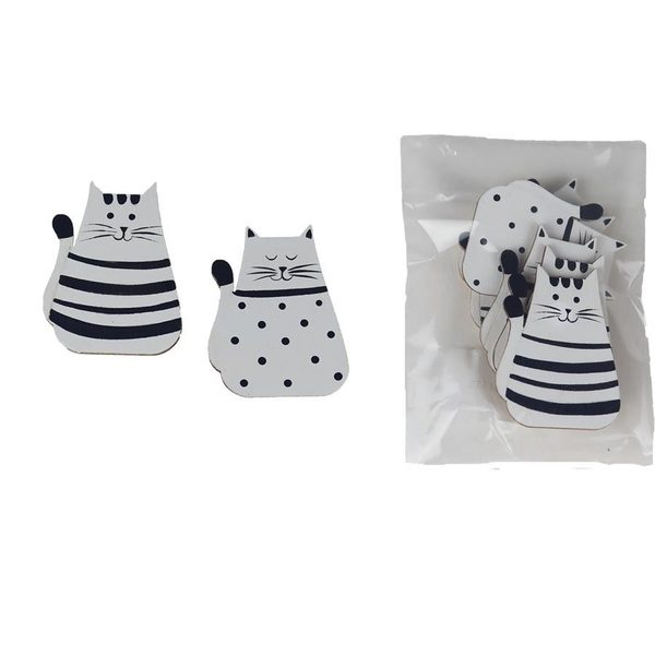 Kočka k nalepení, 6 ks D5086 - 3,6 x 0,2 x 4,8 cm