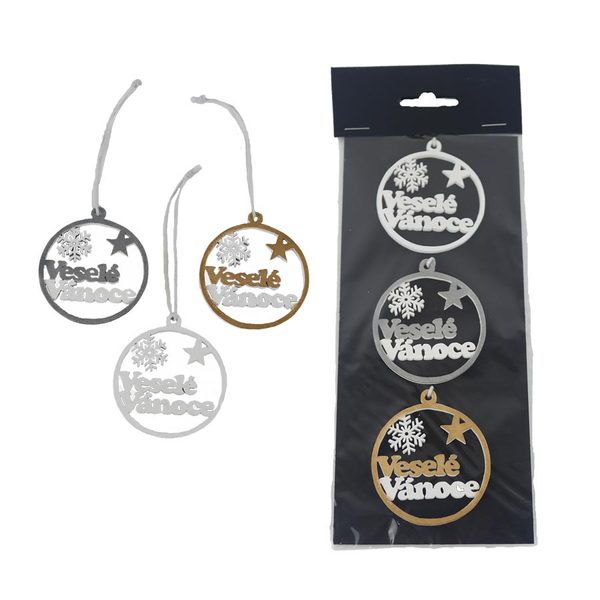 Vánoční dekorace k zavěšení, 3 ks D7518 - 6 cm