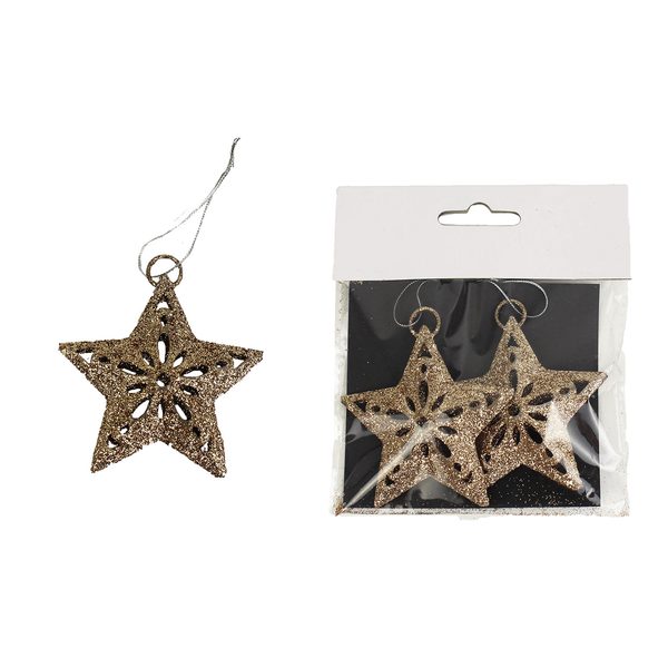Ozdoba hvězda, 2ks K1095/ZL - dia 7 x 1,5 cm