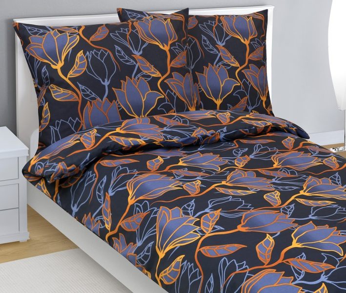 Povlečení bavlněné Tmavě modrá,Zlatá 90/539