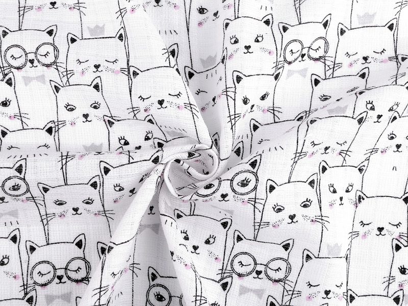 Bavlněná plenkovina / mušelín kočky METRÁŽ