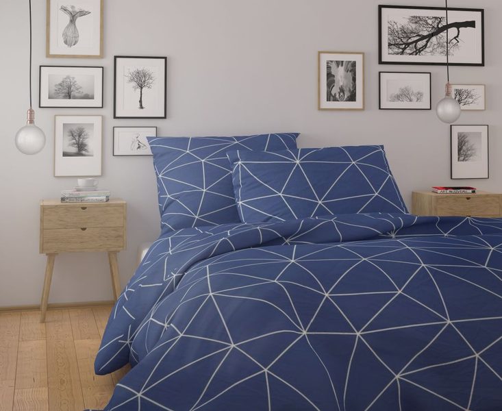 Bavlněné povlečení NORDIC COLLECTION GRID modré