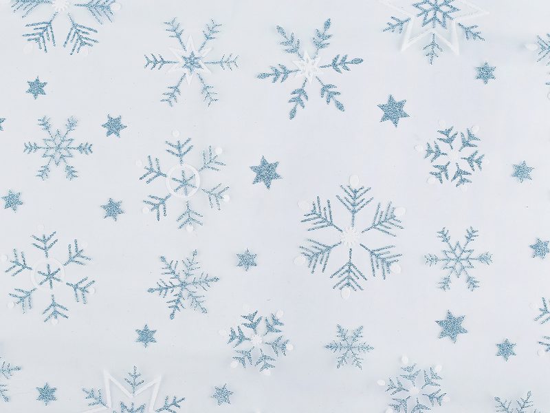 Tyl oděvní / dekorační vánoční vločky s glitry METRÁŽ