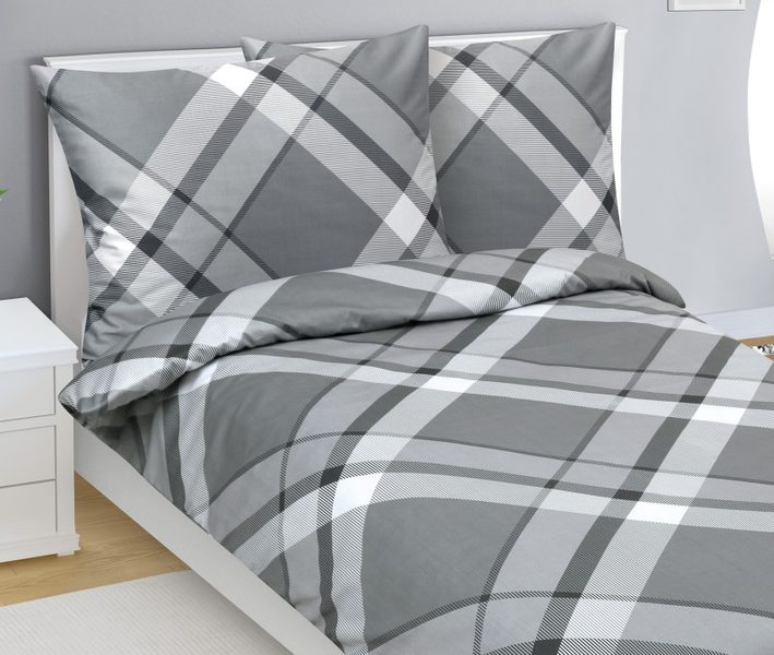 Povlečení bavlněný satén Šedá,Bílá 94/958