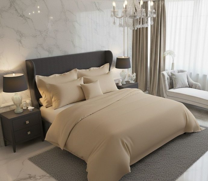 Saténové povlečení 140x200, 70x90cm béžové