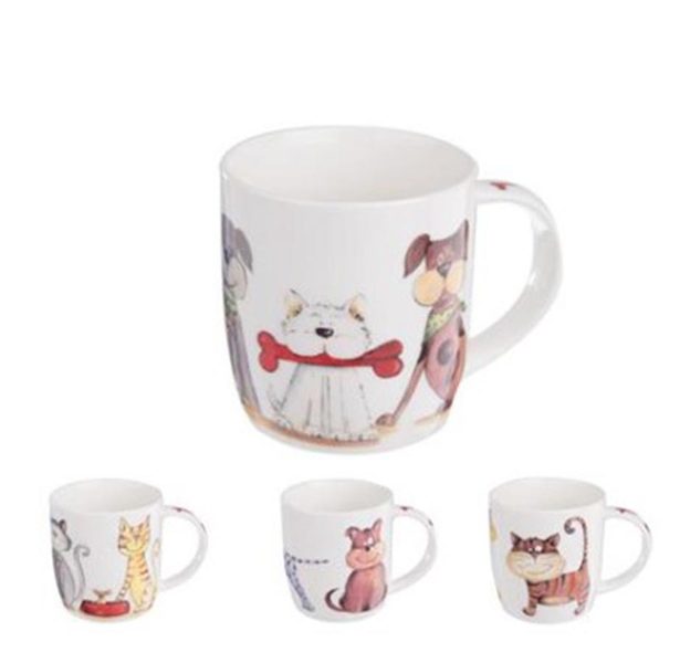 Hrnek PSI A KOČKY, 4ks O0132 - dia 8,5 x 9 cm