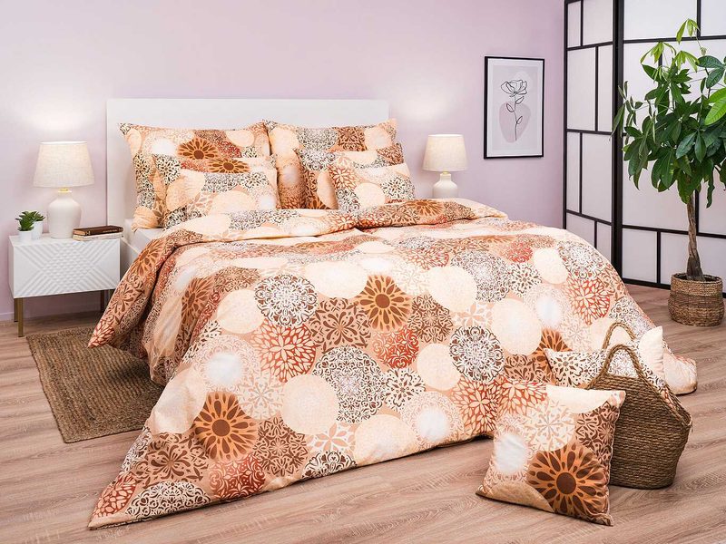 Krepové povlečení Mandala béžové 140x200, 70x90 cm{% if zbozi.vyrobce.nazev %} – Dadka{% endif %} – Bexis.cz