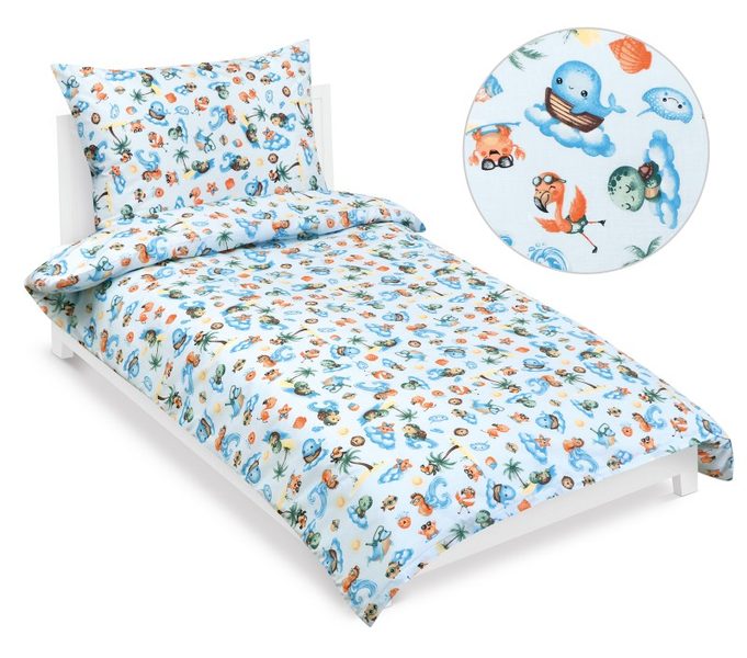 Povlečení bavlněné Junior - 140x200, 70x90 cm Moře modrá