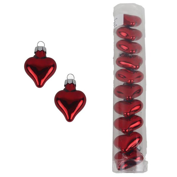 Vánoční srdíčka k zavěšení, 10 ks S0447-08 - 4 cm