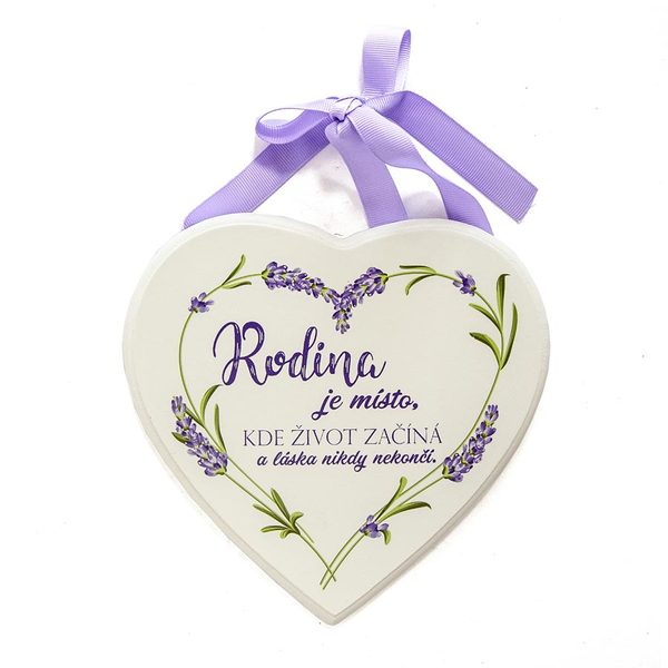Srdce dřevo bílé "Rodina je..." - 17 x 16 cm