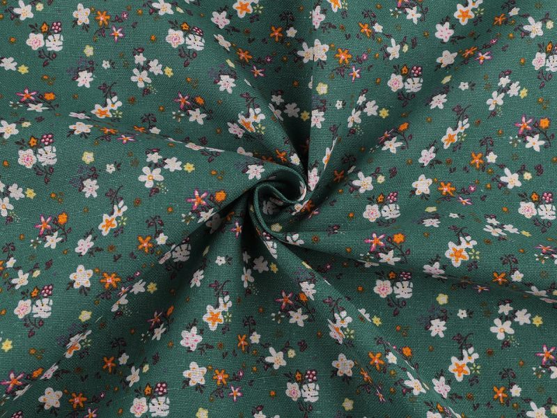 Bavlněná látka / plátno s řidší vazbou drobné květinky METRÁŽ