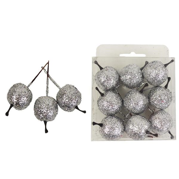 Dekorace jablko, 9ks X1667/ST - dia 3,2 x 3,5/8 cm