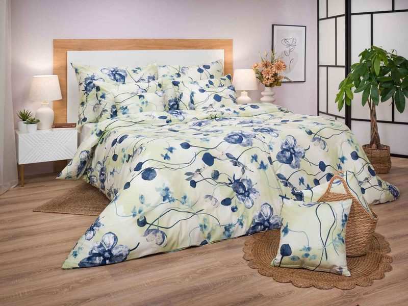 Bavlněné povlečení Bloom elegance světle zelená 140x200, 70x90 cm - Dadka – Bexis.cz