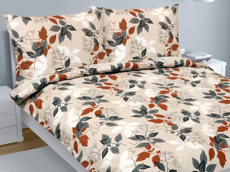 Povlečení bavlna na dvoudeku Oranžová,Šedá,Béžová 90/807