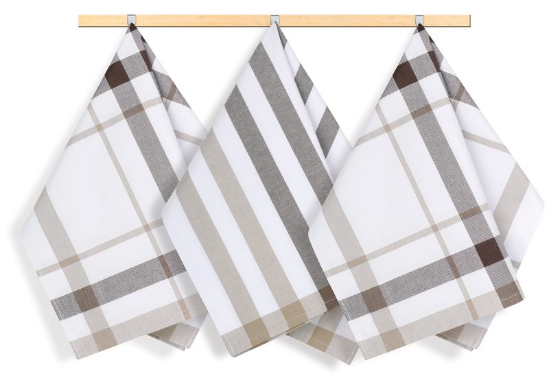 Kuchyňské utěrky - sada 3 kusů Béžová,Hnědá 157 50x70 cm