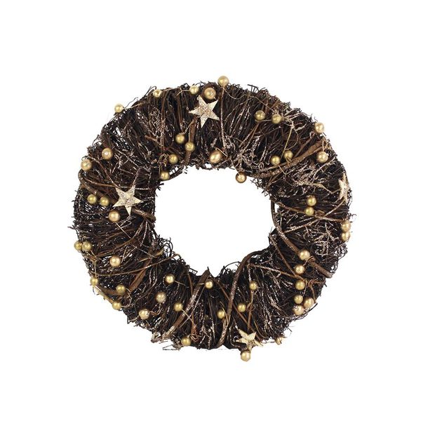 Věnec se zlatými ozdobami průměr 34cm P0497