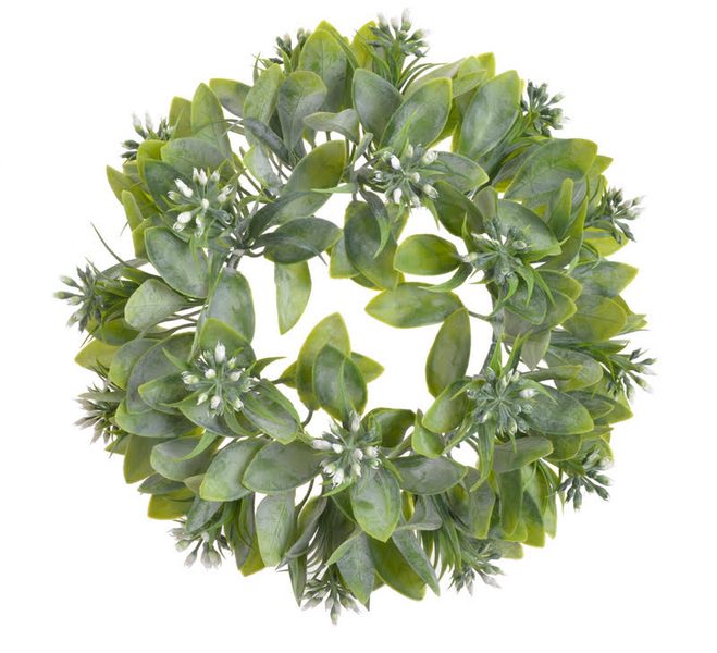 Umělý věnec s ježulemi 25 cm - zelenobílá - Canea – Bexis.cz