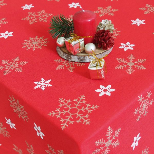 Vánoční ubrus Sněhová vločka červená 120x140 cm