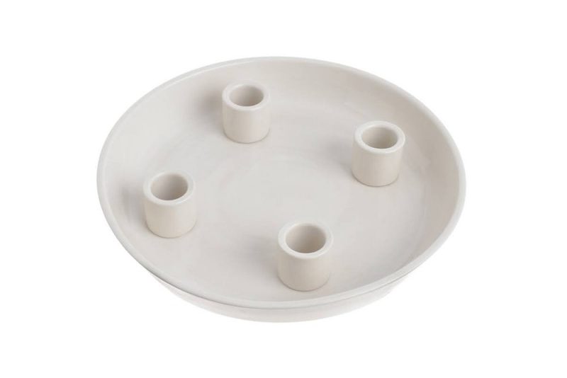 Keramický adventní svícen na 4 svíčky 23 cm - bílý - Canea – Bexis.cz