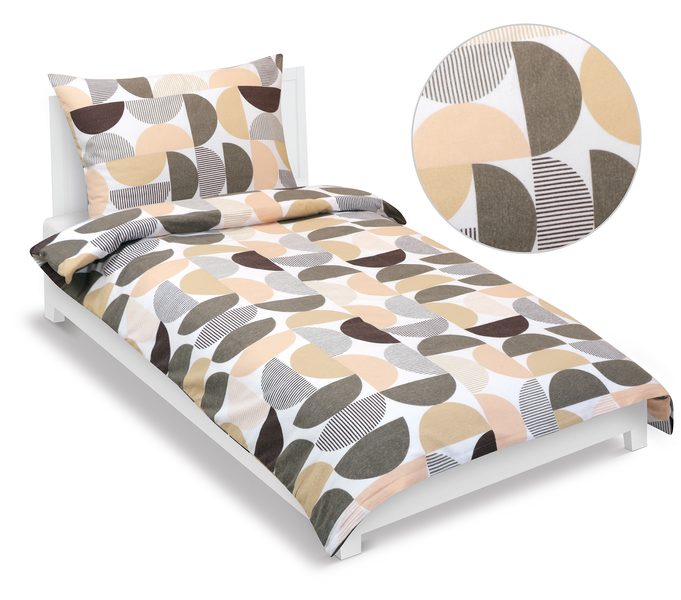 Povlečení flanelové Hnědá,Lososová 12/381 140x200, 70x90 cm