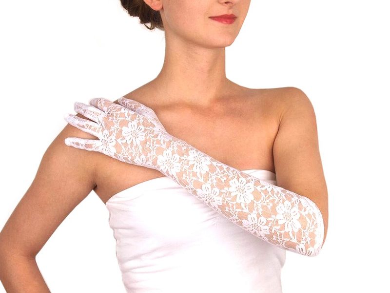 Společenské rukavice 43 cm krajkové