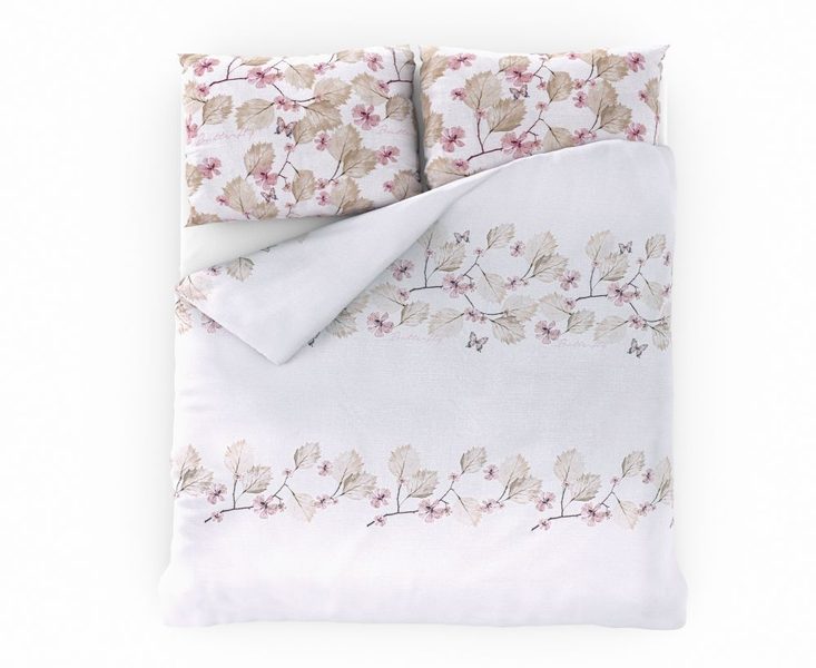 Francouzské Bavlněné Povlečení MARY - Růžová, 240x200 cm, 70x90 cm - Pro Romantické Noci