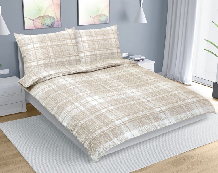 Povlečení krep na dvoudeku - 1ks 240x220, 2ks 70x90 cm Béžová,Bílá